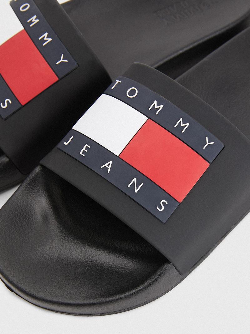 Férfi Tommy Hilfiger Tommys pool Sandal Fekete | HU 1437UZG